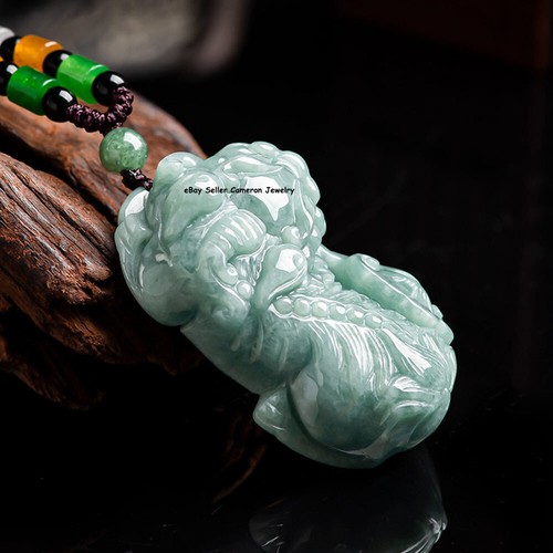 Echte Klasse A natürliche grüne Jade Jadeit Männer Frauen Drache Pixiu Perlen Anhänger 28g - Bild 2 von 9