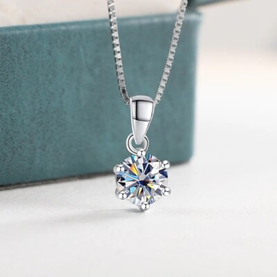 Moissanite Diamond Light Point Necklace 1 CT D VVS1 GRA Certified