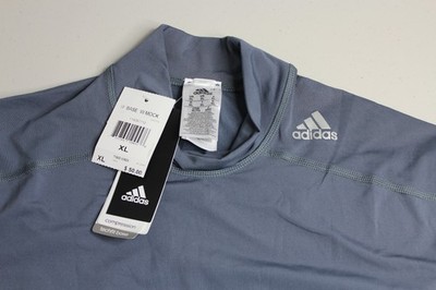 Mens XL X-Large Adidas Gray Techfit Base Mock Neck Workout Compression Shirt NEW