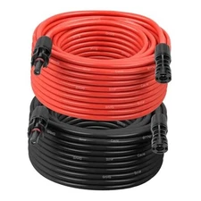 Solar Extension Cable 2-Pack (Red + Black), PV Wire with Male/Female 8AWG 30FT