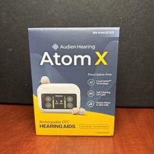 AUDIEN HEARING ATOM X RECHARGEABLE OTC HEARING AIDS BRAND NEW BLUETOOTH 0880 