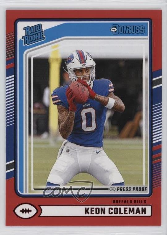 2024 Panini Donruss Rated Rookie Red Press Proof Keon Coleman #358 RC