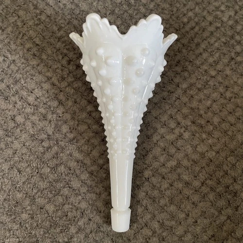 FENTON ART GLASS MELON HOBNAIL EPERGNE HORN 7”