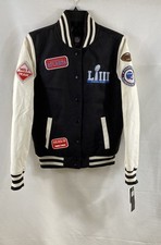 NFL Super Bowl LIII 53 Atlanta 2019 Varsity Jacket Faux Leather Womens Sz M