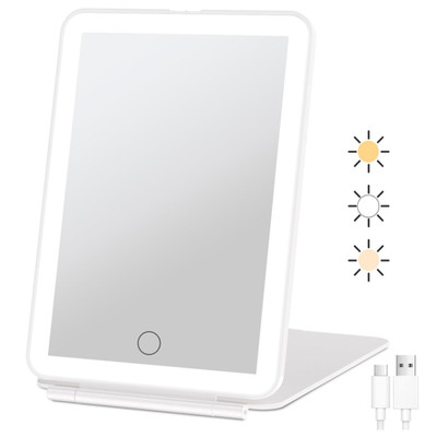 Funtouch Rechargeable Travel Mirror with Lighting 72 LED 3 Farben Dimmbar