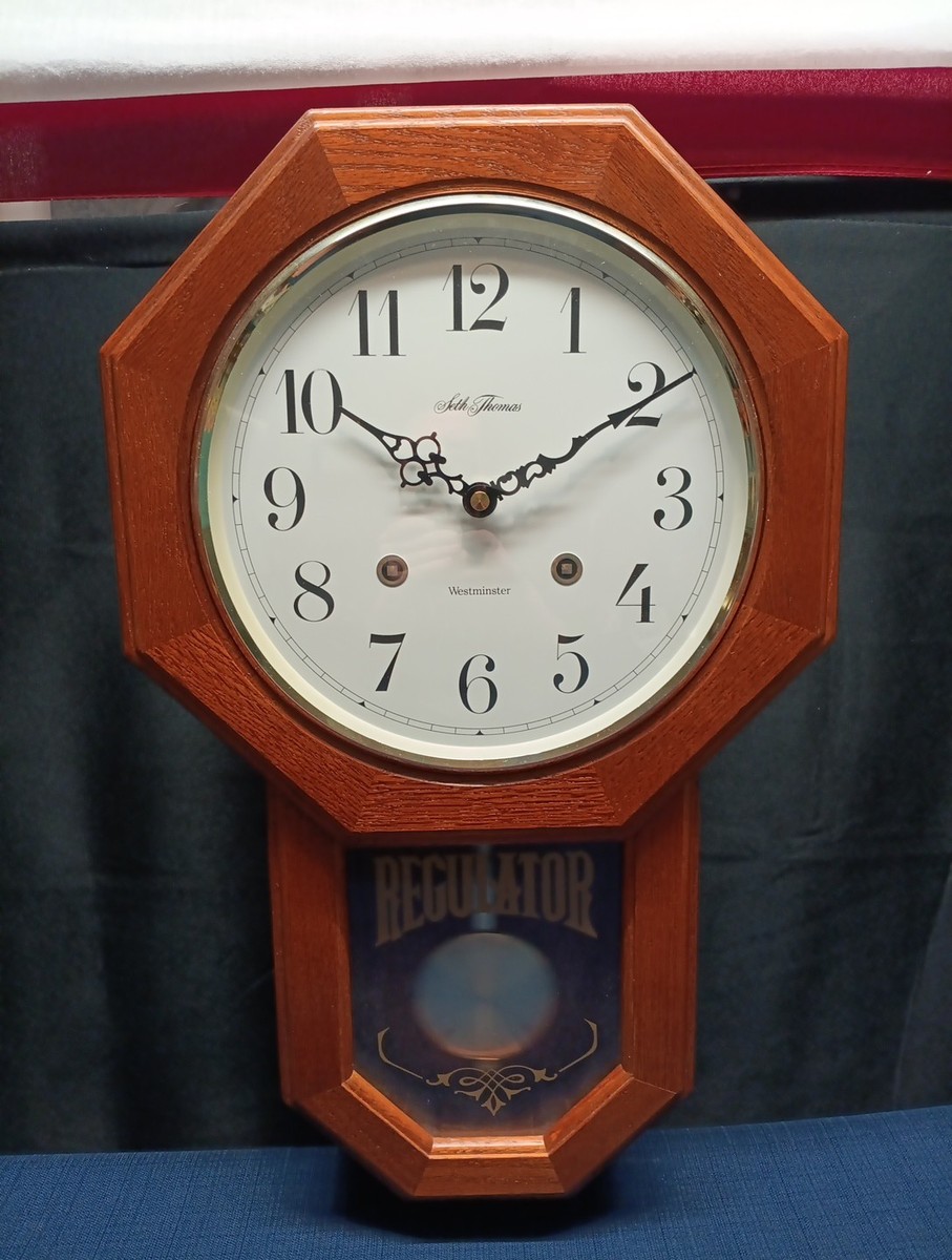 Seth Thomas Westminster Chime Regulator Pendulum Wall Clock Oak