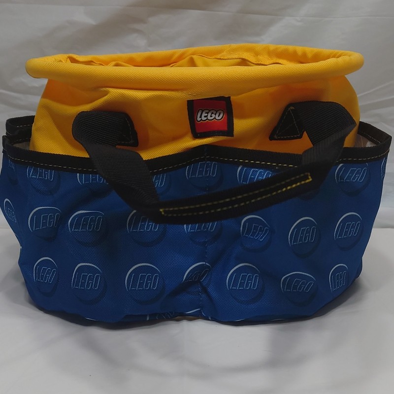 LEGO Storage Big Bucket 5006261 Yellow Blue Collapsible Organizer Toy Bin