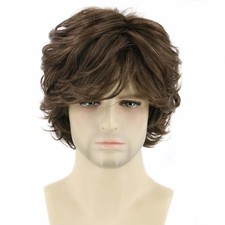 Men's Wigs 70s 80s TV Star Wigs for Men Light Brown Natural Layered Hippie Wi...
