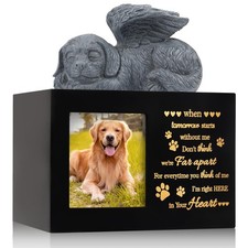 Pet Urns for Ashes, Large Wooden Pet Urns for Dog or Cat Ashes with Dog Angel...