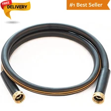 Female to Female Heavy Duty Garden Hose 6 ft x 5/8 Inch Black Water Hose Shor...