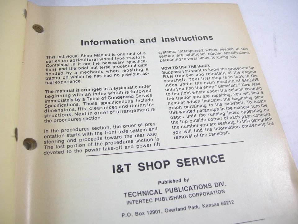 CASE I & T 770 870 970 1070 1090 1170 1175 Tractor Service Shop Repair Manual - Image 2 of 4