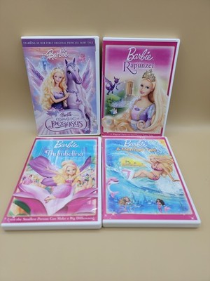 Lot Of 4 Barbie Cartoon DVD Movies - Thumbelina - Rapunzel - Magic Of Pegasus 