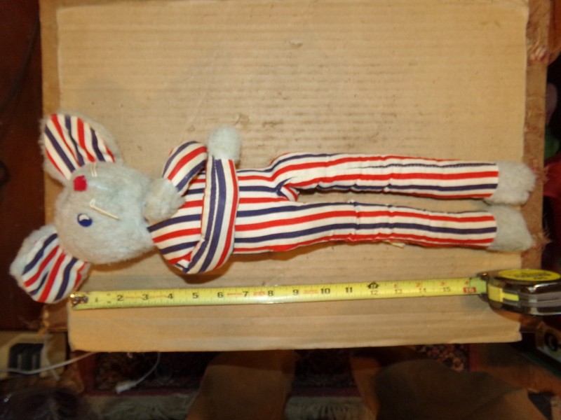 Vintage 18" EDEN TOYS USA Stuffed Red, White & Blue Rabbit