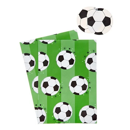 EUROWRAP Football Gift Wrapping Paper Sheets with Tags - Pack of 2
