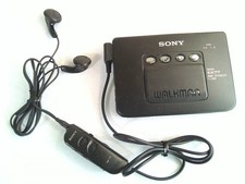 Sony Walkman WM-EX77 Black Cassette Player Remote Earphones Working Tested AA