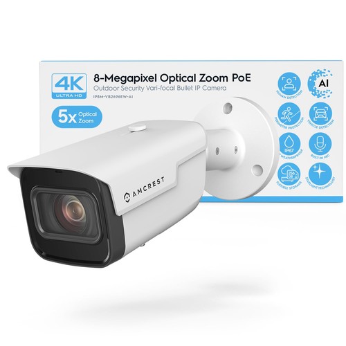 Telecamera IP PoE AI Zoom Ottico 4K, Telecamera POE Varifocale da Esterno, Hum...