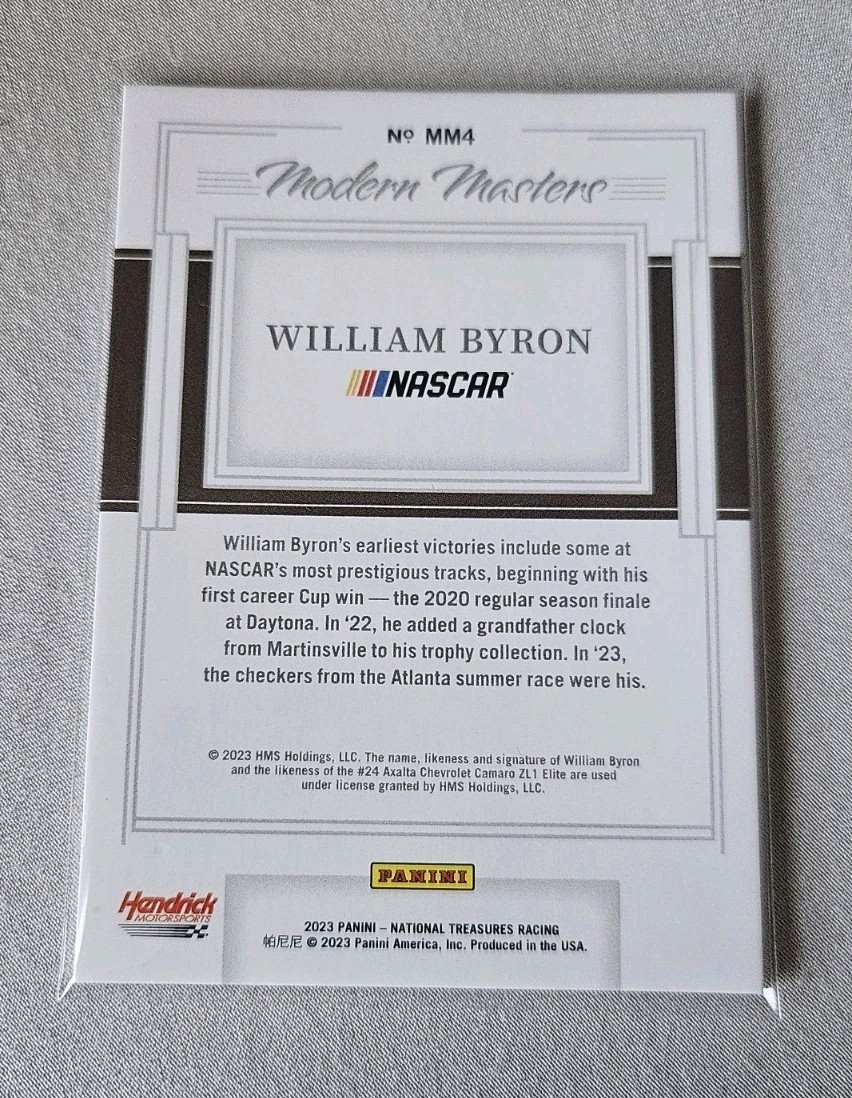 2023 William Byron Panini National Treasures Racing Modern Masters 1/1 One Of... view 2