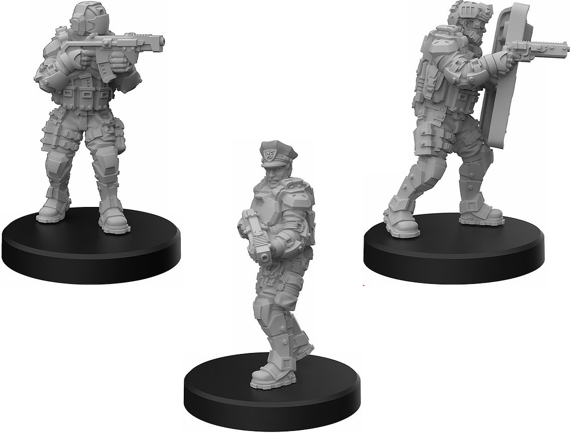 Киберпанковские КРАСНЫЕ миниатюры - Блюстители закона