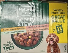 Natures Menu Hearty Stews Wet Food Adult Dogs 12x415g Chicken Lamb Beef Salmon