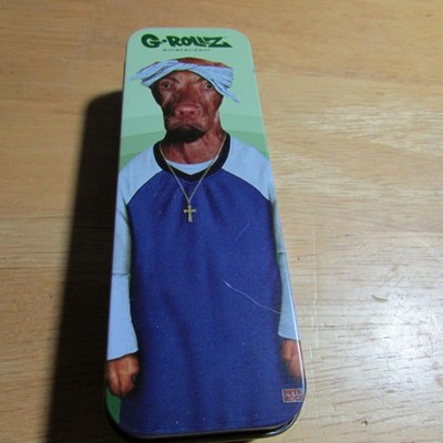 G-ROLLZ Amsterdam Pets Rock Metal Tin Stash Case Rolling Papers Dog PR3350E