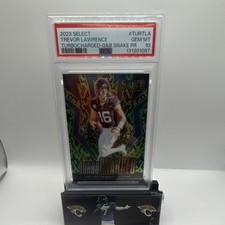 2023 Panini Select Turbocharged Trevor Lawrence G&B Snakeskin Prizm /2 PSA 10 J…