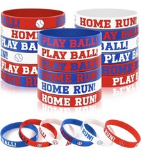 12 Baseball Silicone Bracelets Kids Sports Party Favors Wristbands Homerun