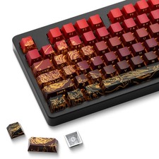 Double Shot PBT Shine Through Keycaps Wave Of Kanagawa Red 129 Keys