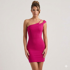 Lulus Pink One Shoulder Cocktail Party Fitted Dress Women's Small Sorority Rush