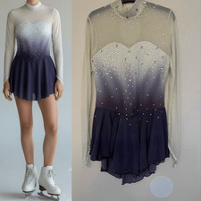 Custom solo dance ice skating dress ballet costume purple ombre stoned MA