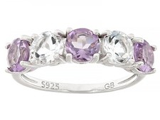 Natural Amethyst and White Topaz, Platinum over sterling silver, ring size 6