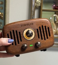 SIMOLIO  Bluetooth Speakers with FM & AUX,  Portable Bluetooth Wooden Speaker