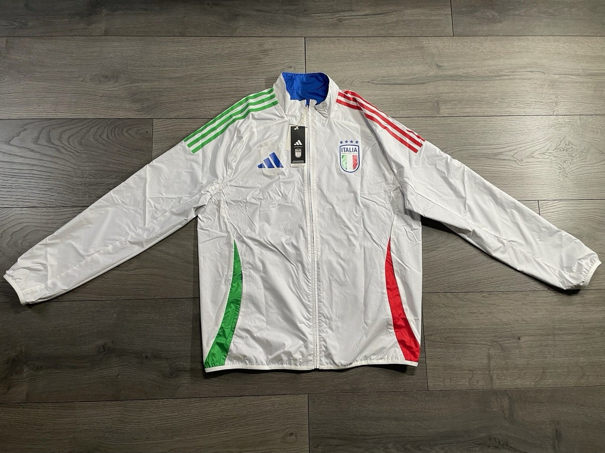 Adidas Italy FIGC Anthem Jacket Blue White Reversible Men's Size