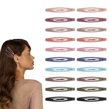 20Pcs Hair Barrettes for Women, Metal Matte Flat Snap Hair Clips for Thick an...
