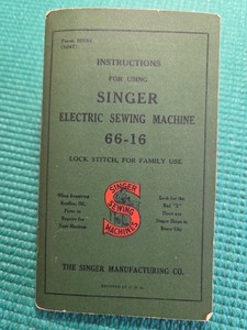 Rare 1947 SINGER Electric Sewing Machine Model 66-16 INSTRUCTIONS Manual BOOKLET