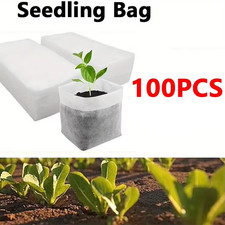 100Pcs Biodegradable Seed Nursery Bags, Non-Woven Plants Growbags, Fabric Seedli