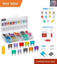 Compact 120-Piece Automotive Fuse Kit with Transparent Housing & Puller Included