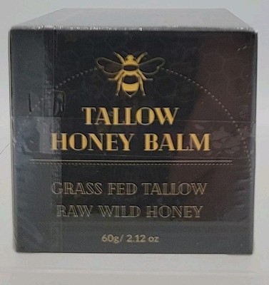 Grass Fed Tallow Honey Balm 2.2oz Raw Wild Honey Hand Cream Skin Moisturizer 