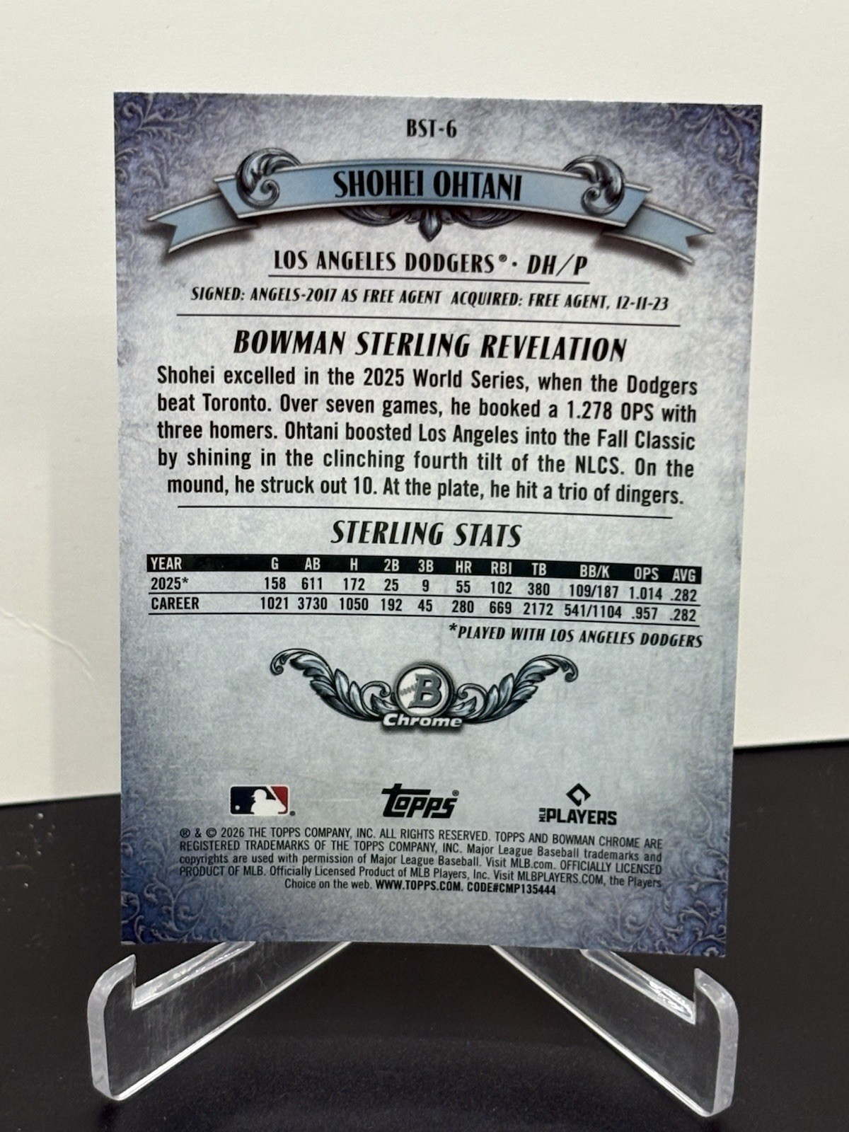 SHOHEI OHTANI 26 BOWMAN CHROME STERLING GREEN REFRACTOR CARD SP #68/99 *DODGERS* view 3