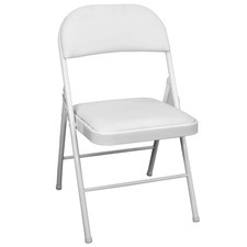 White Folding Faux Leather Padded Chair Strong Steel Fold Guest Office Seating