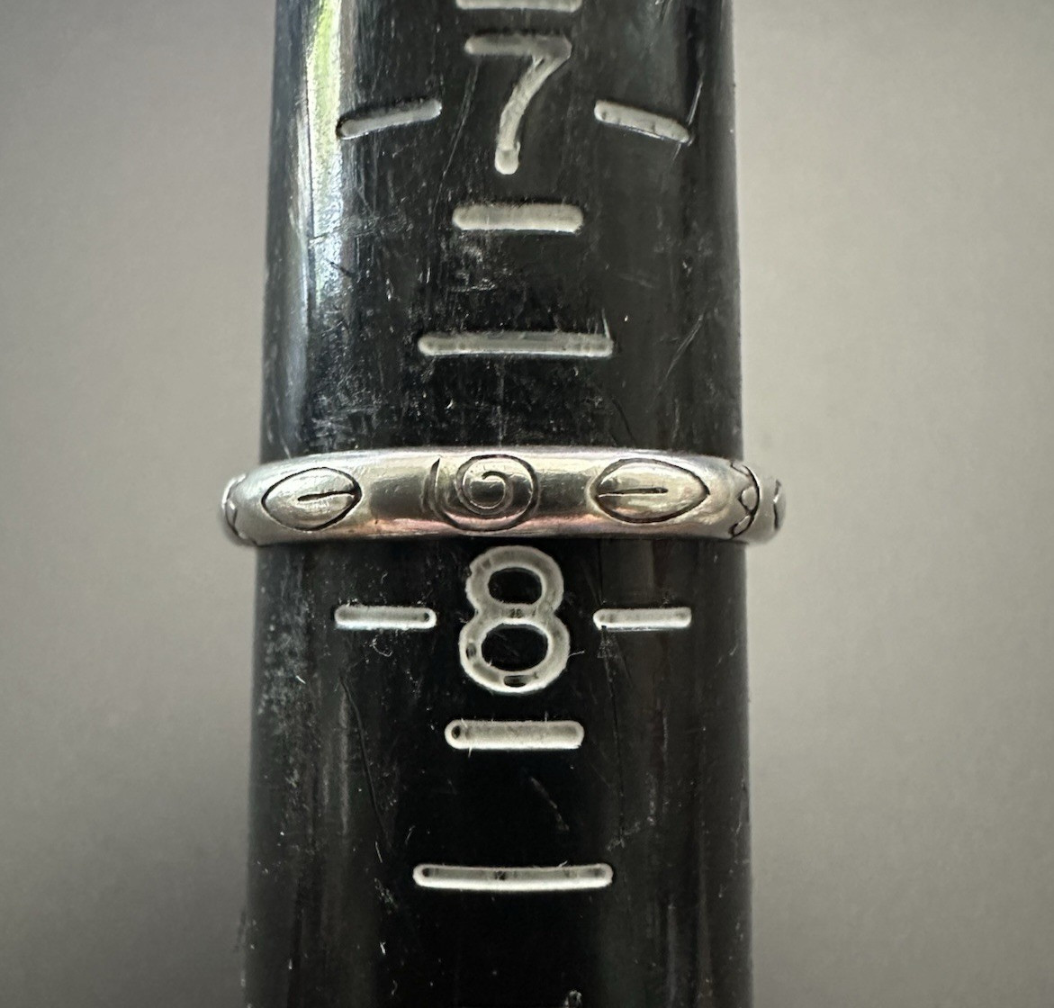 Sterling Silver 925 Ring Band Thin Pattern Design… - image 1