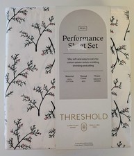 Threshold Performance Full Sheet Set Holiday Holly Branches 400 Thread Ct Winter