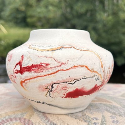 Nemadji Pottery USA Swirl Vase Vintage Marmoriert Keramik Kunstkeramik Vase ATEMBERAUBEND