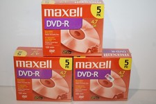 Maxell DVD-R 4.7GB 120 Min Recordable DVD Discs 5 Pack Lot of 3 Sealed 15 Total