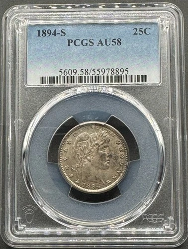 1894-S BARBER SILVER QUARTER PCGS AU58 01XHA26