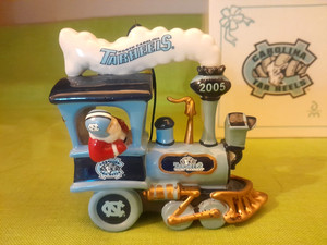Vintage 2005 North Carolina Tar Heels Train Santa Danbury Mint Ornament Box