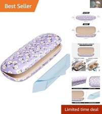 Stylish Purple Daisy Eyeglasses Case - Hard Shell Protection for All Glasses