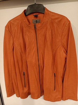 Lamm- Nappaleder Damenjacke von Mainpol in kräftigem orange, Gr.48