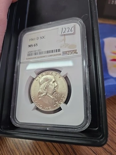 1961 D FRANKLIN SILVER HALF DOLLAR NGC MS65