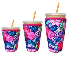 3-Pack Iced Coffee Sleeve SET OF 3 - Hibiscus