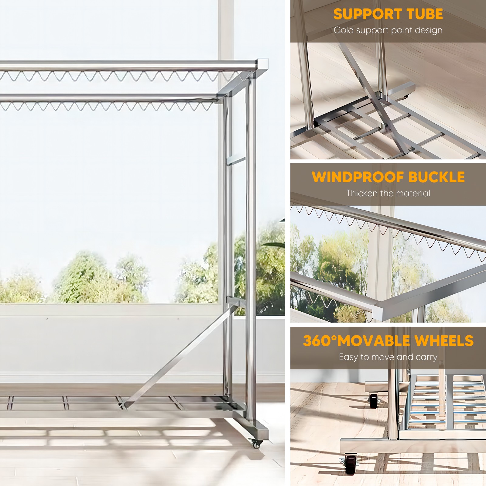 Heavy Duty 1000LBS Clothing Garment Rack Drying Clothes Rack Hanger On Wheels